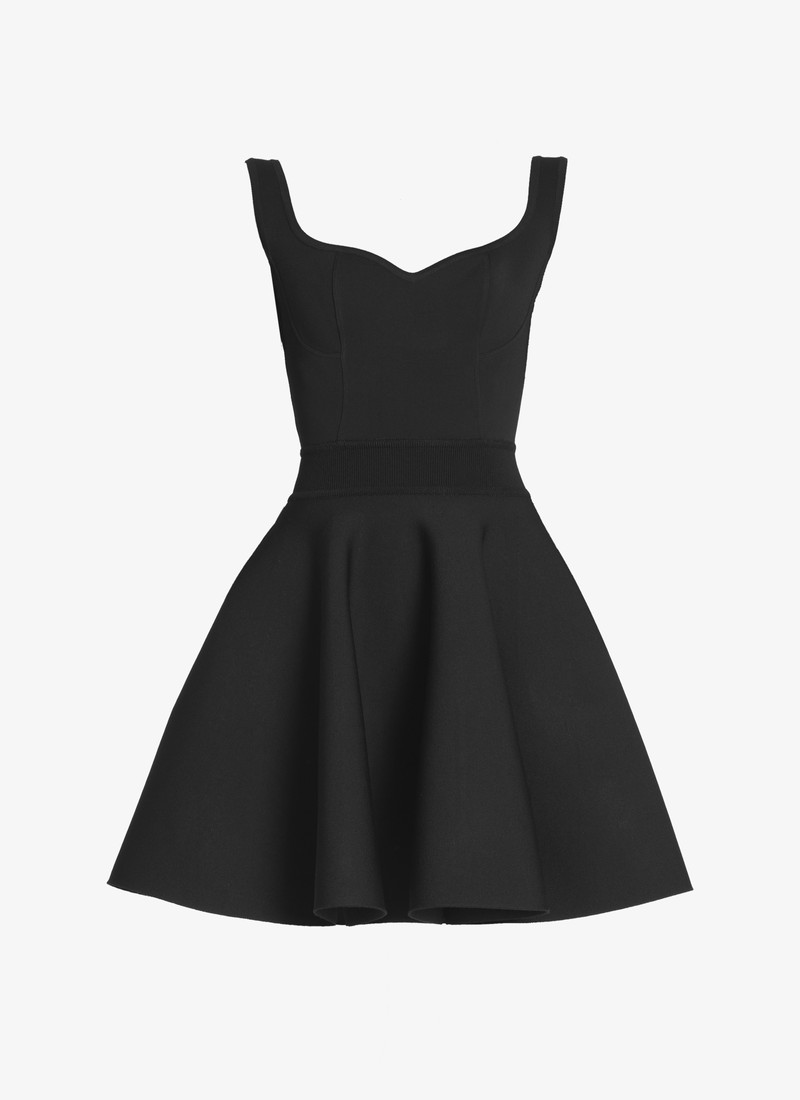 HEART NECKLINE BLACK DRESS - 1