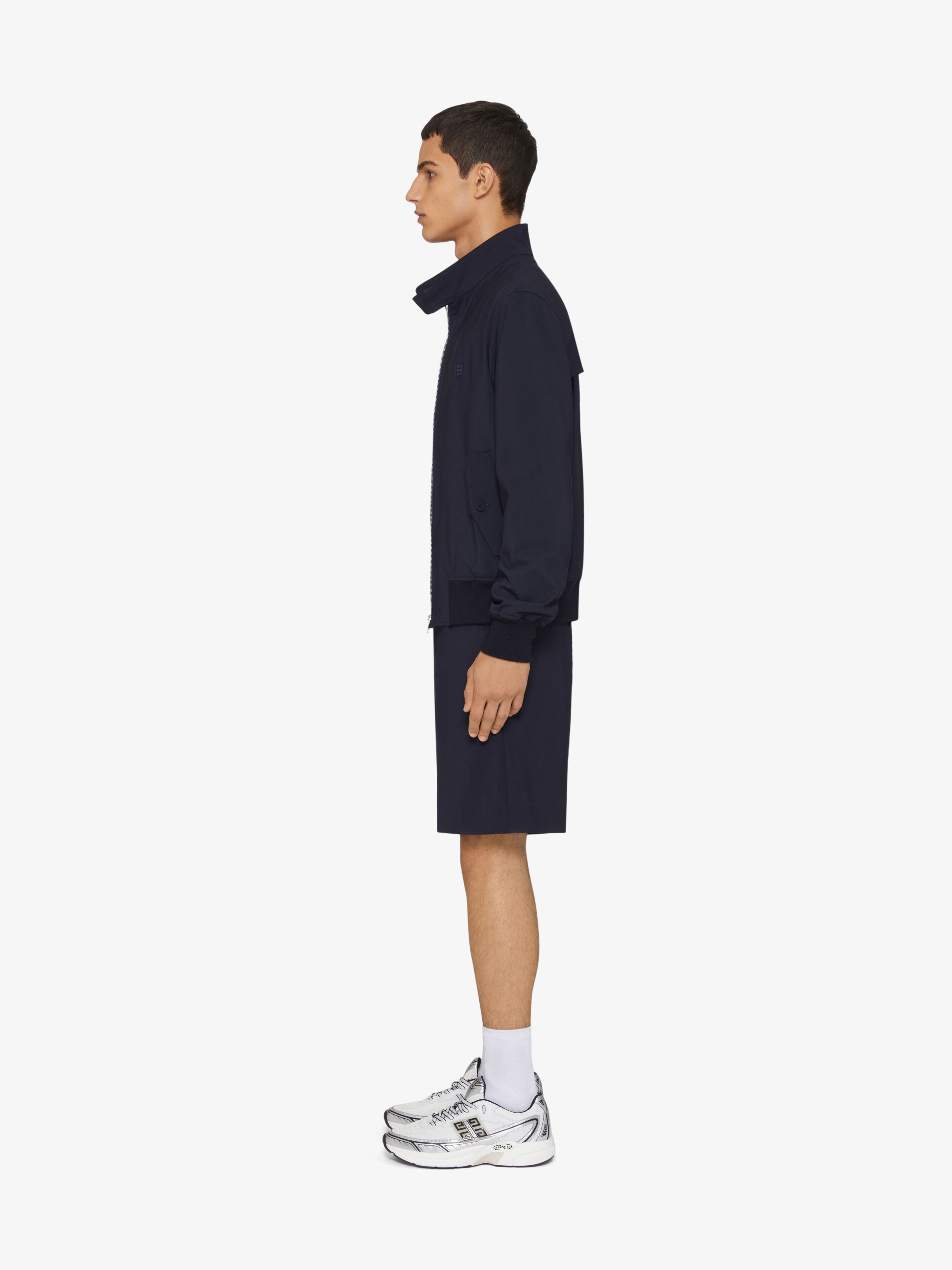 HARRINGTON JACKET IN WOOL POPLIN WITH 4G DETAIL - 3