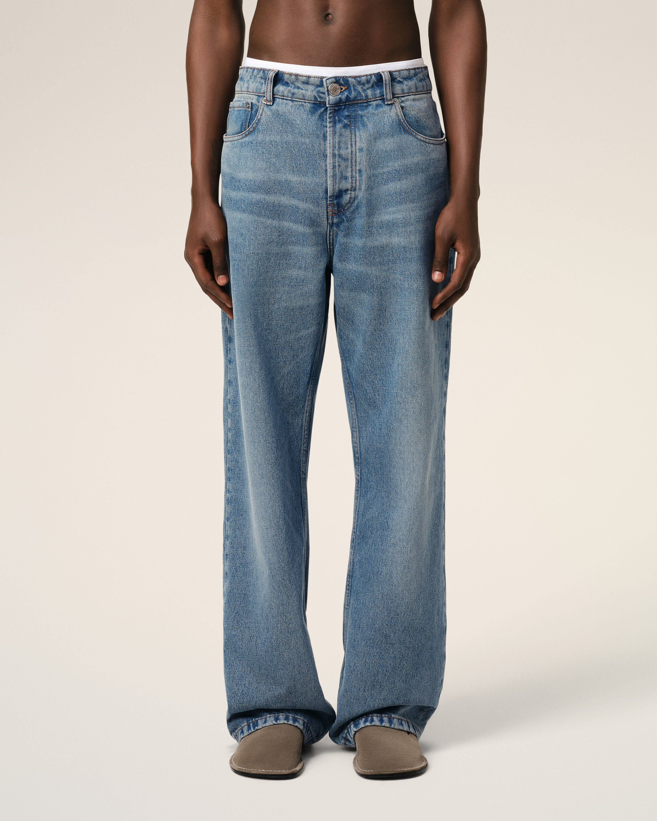BLUE COTTON LARGE FIT JEANS - 3