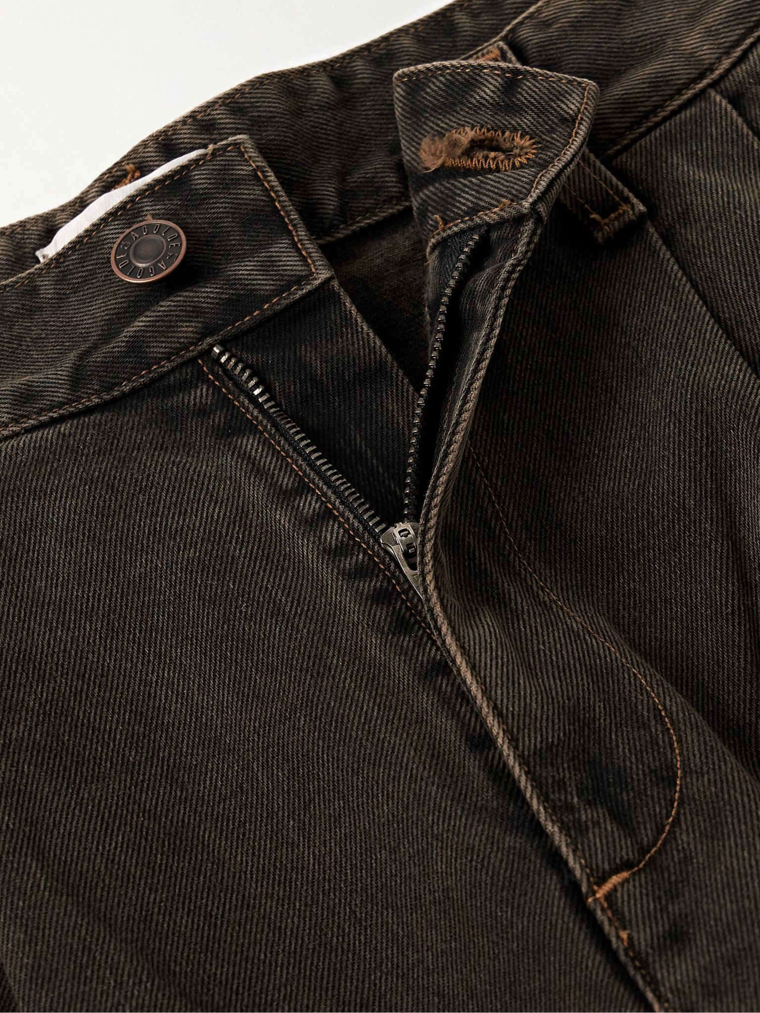 Slater Straight-Leg Pleated Jeans Brown - 6