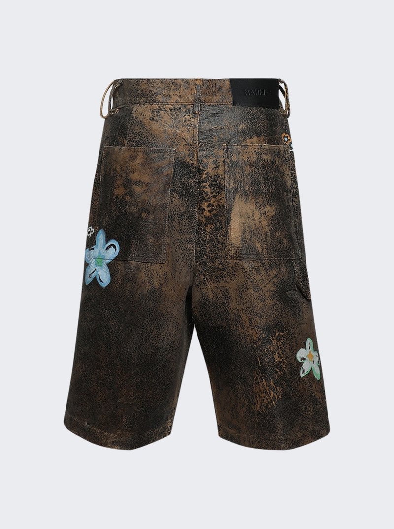 NAHMIAS Super Bloom Lambskin Carpenter Shorts Brown Leather outlook