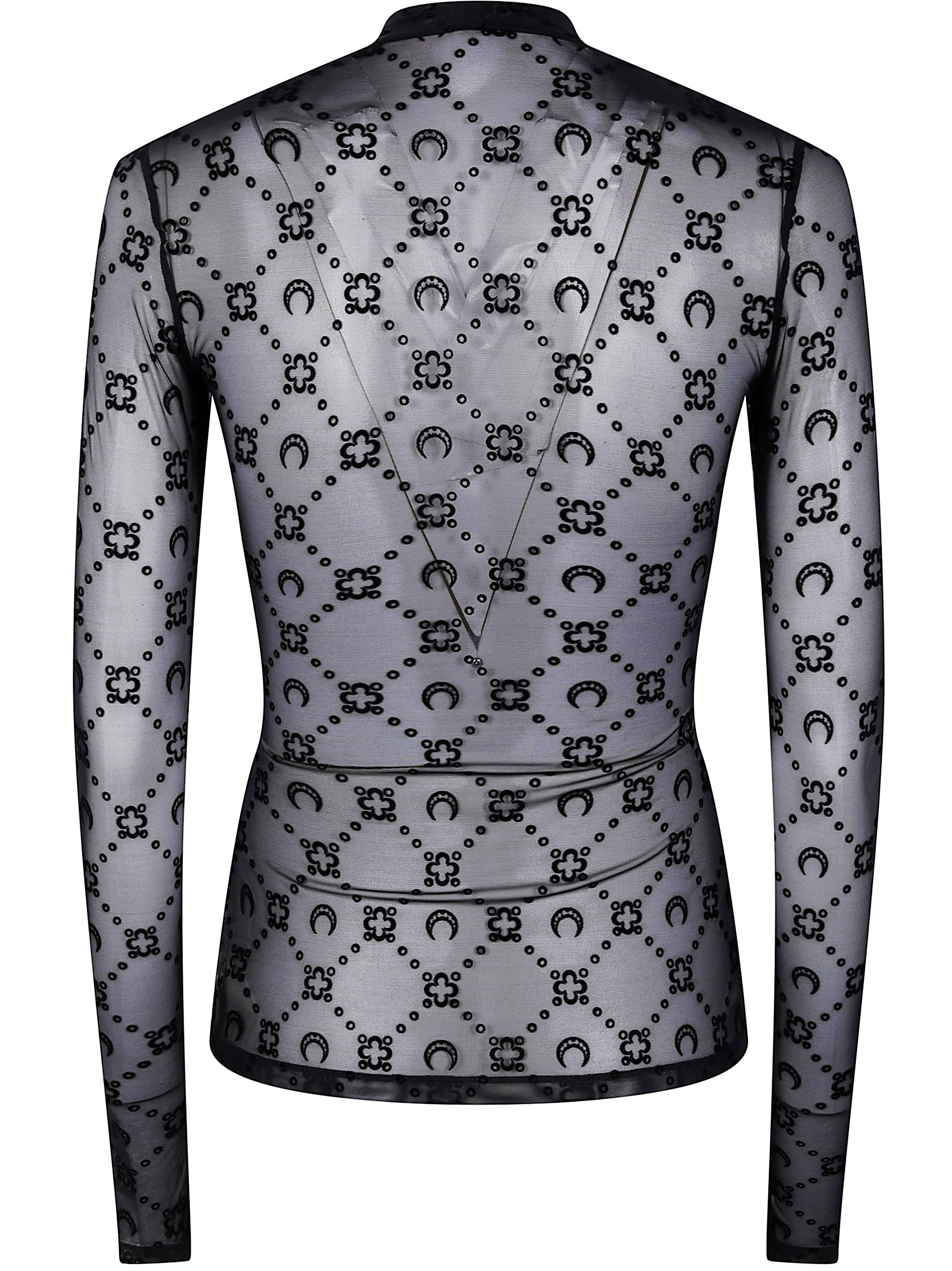 Marine Serre Women "Moonogram" Mesh Flock Ls Highneck Top - 7