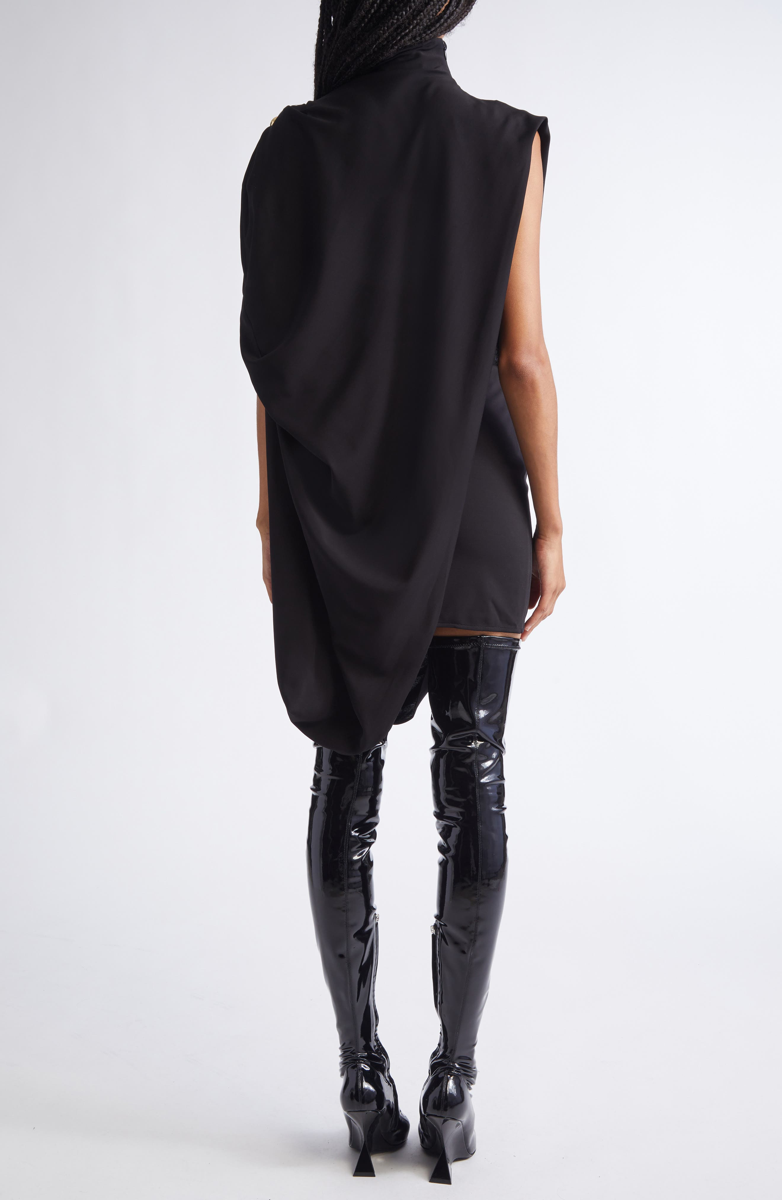 Jean Paul Gaultier Draped Pierced Detail Jersey Dress in Black at Nordstrom - 2