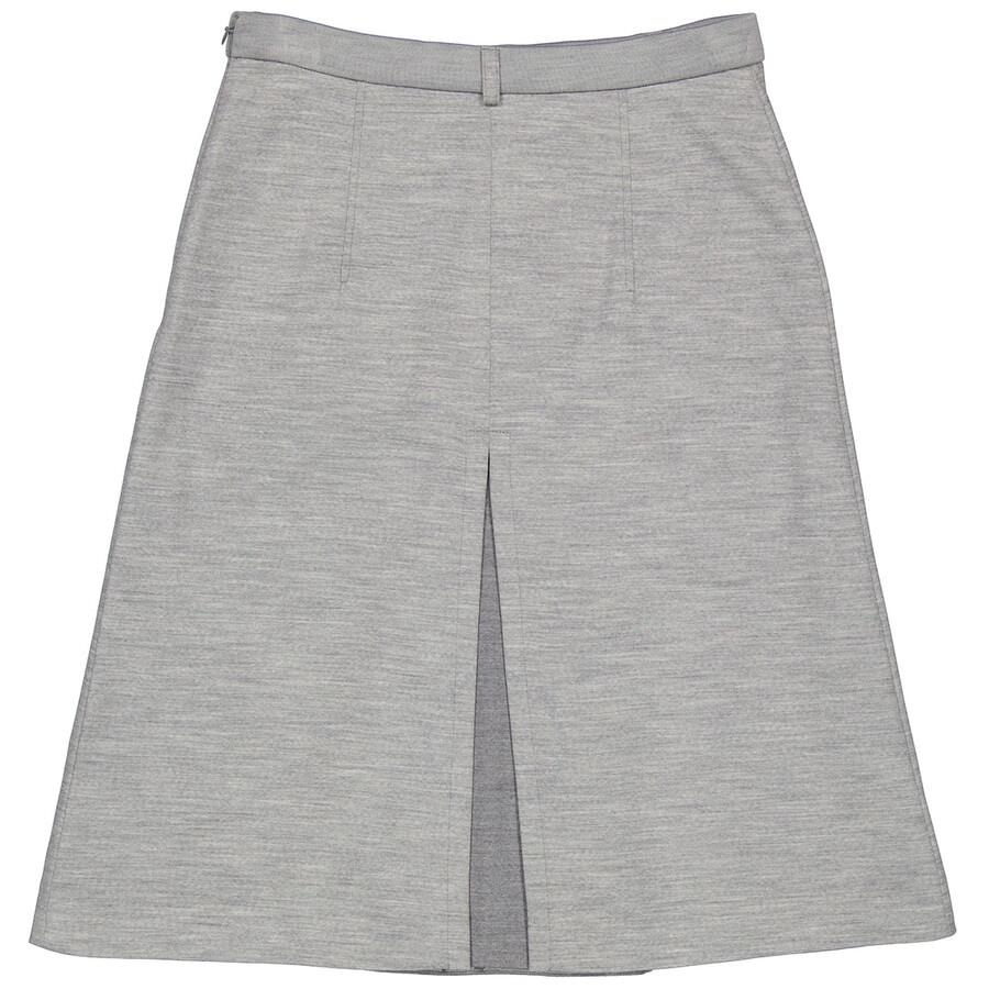 Burberry Cloud Grey Technical Wool Jersey Box-pleat Detail A-line Skirt - 2
