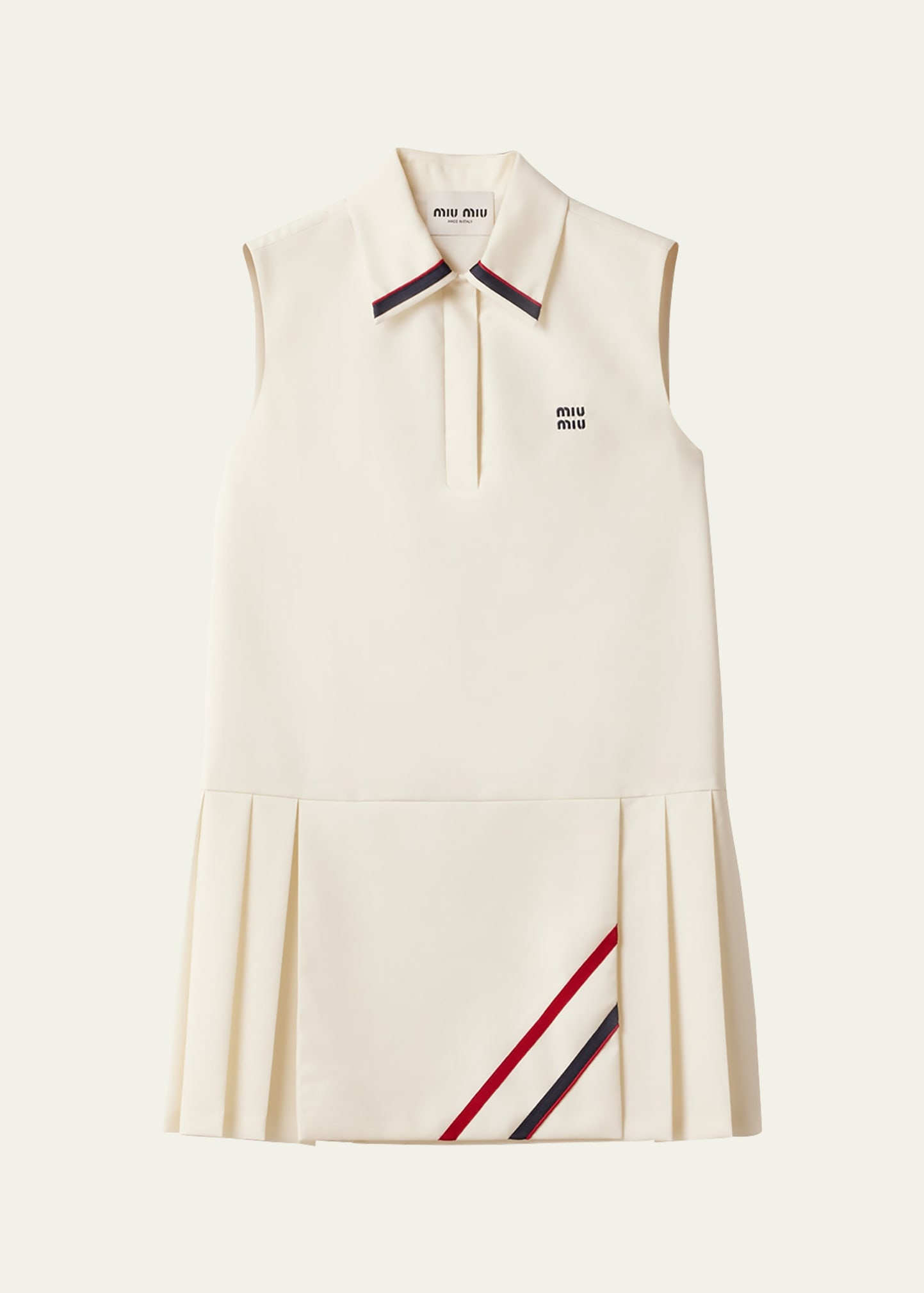 Mini Pleated Shift Polo Mohair Dress - 1