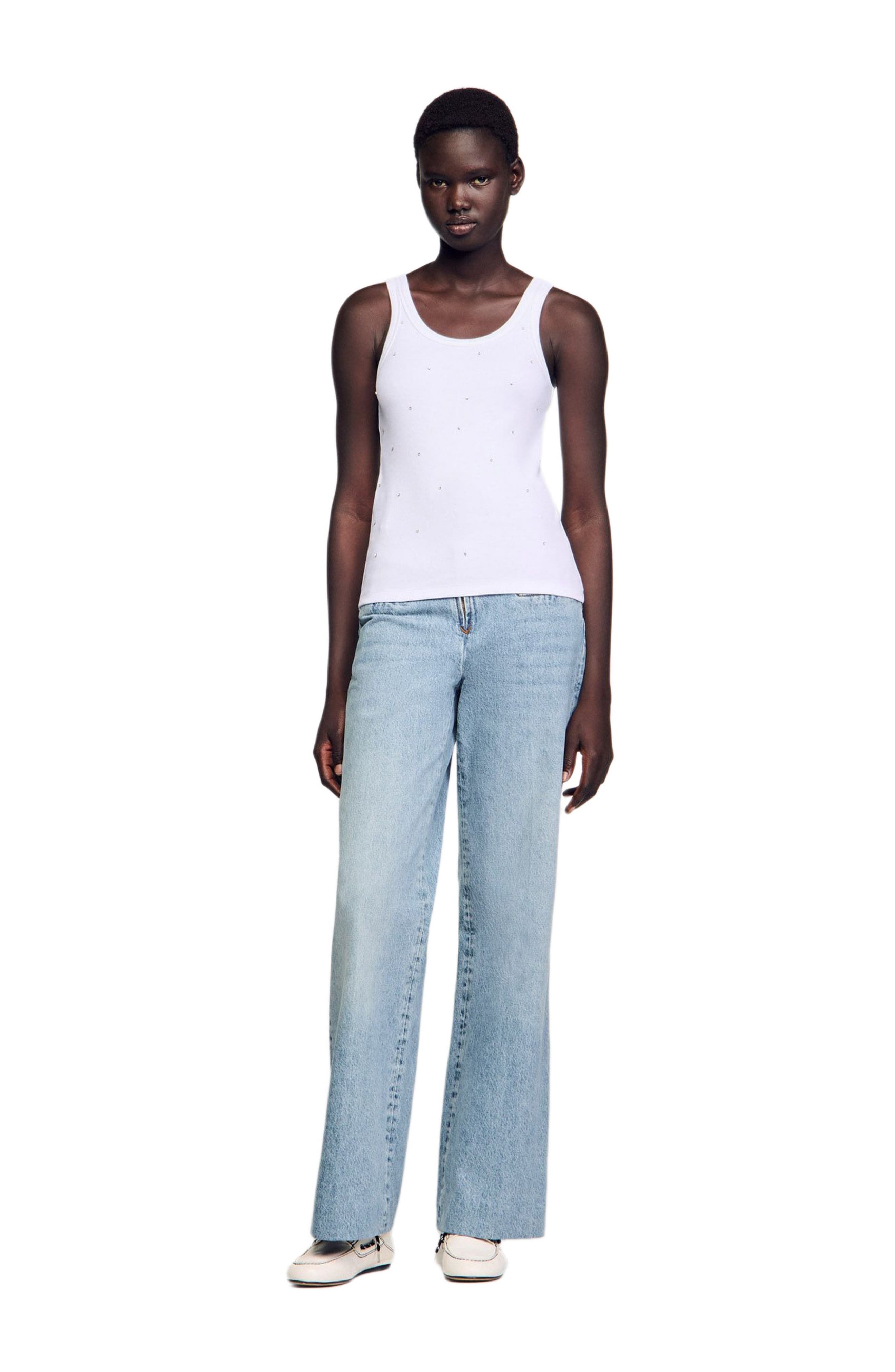 SANDRO Vest top with rhinestones in White at Nordstrom - 5
