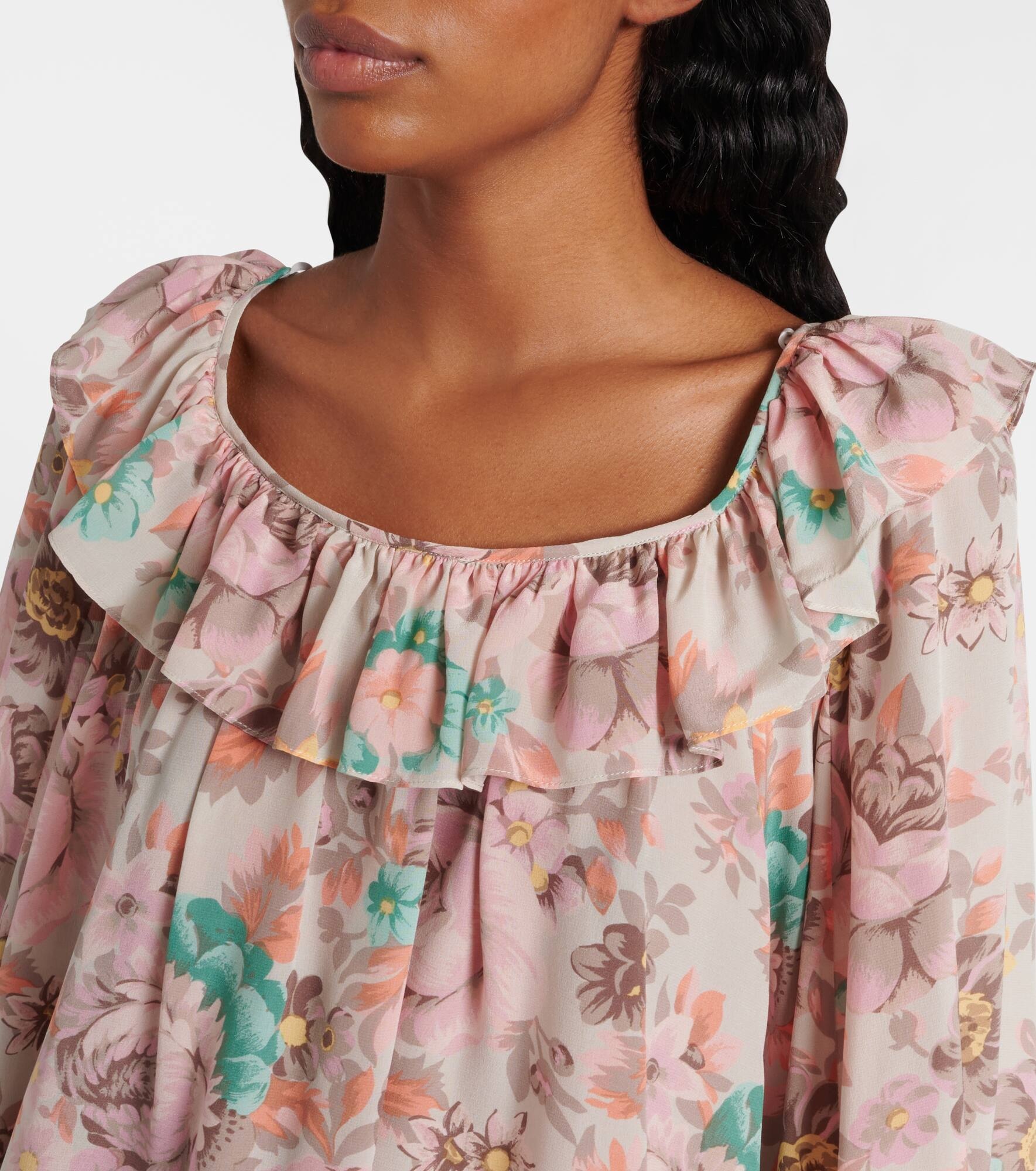 Ruffled silk crêpe de chine minidress - 4