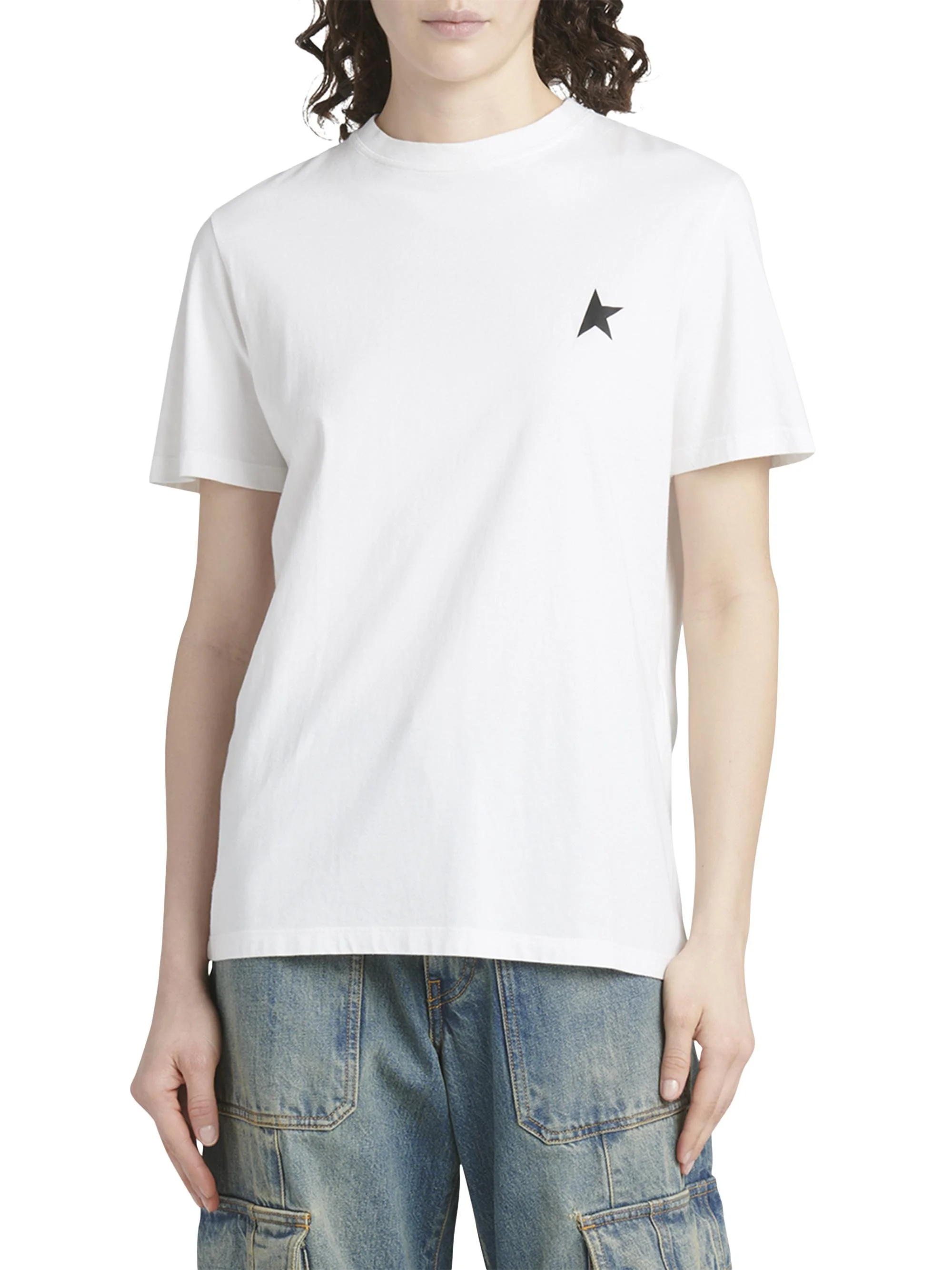 Women's Star Crewneck T-Shirt - White Black - 1