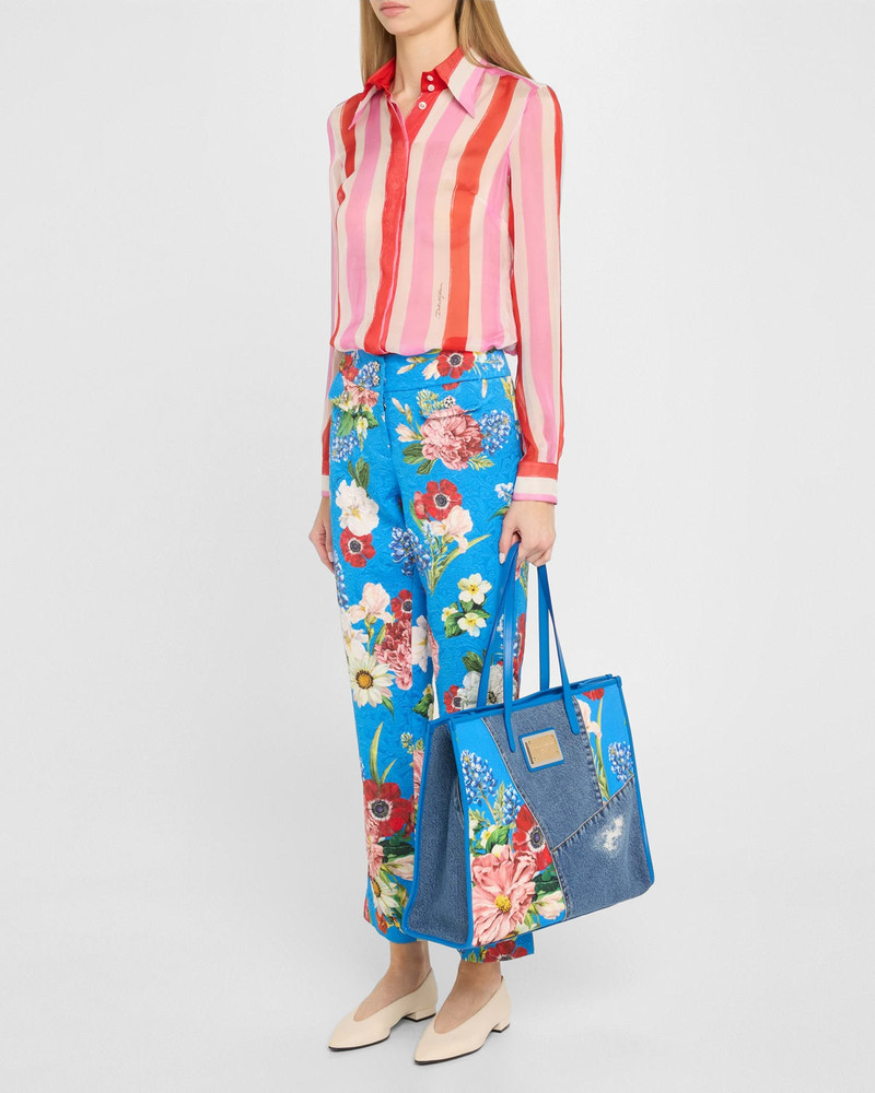 Floral Denim Tote Bag 5