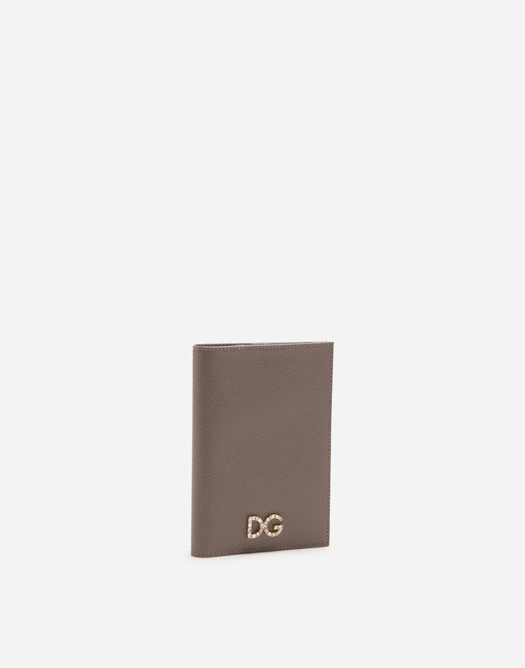 Calfskin passport holder with crystal DG logo - 2