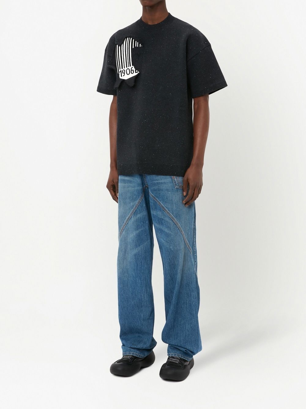 barcode-print short-sleeved sweatshirt - 3