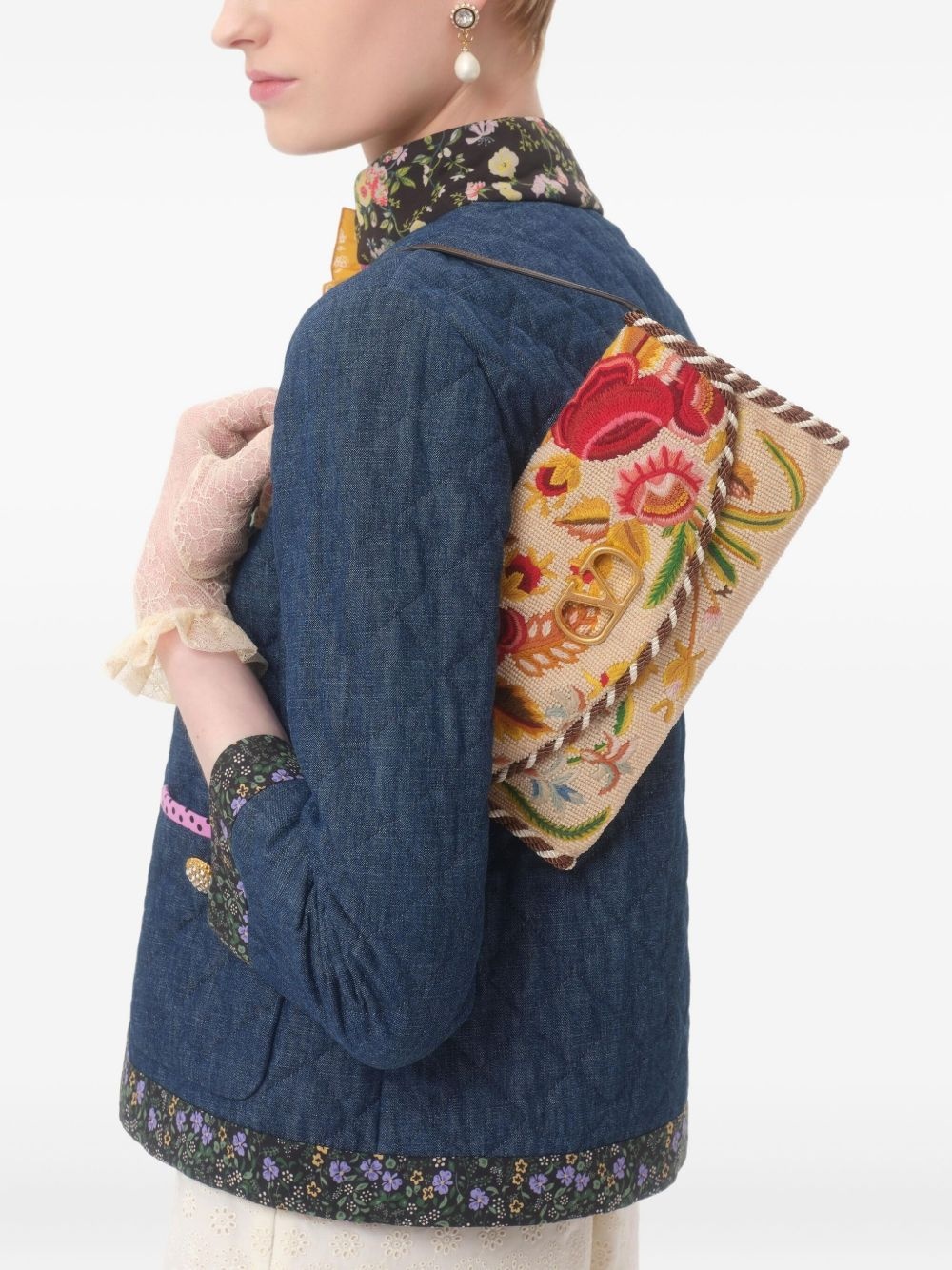 quilted floral cardigan - 5