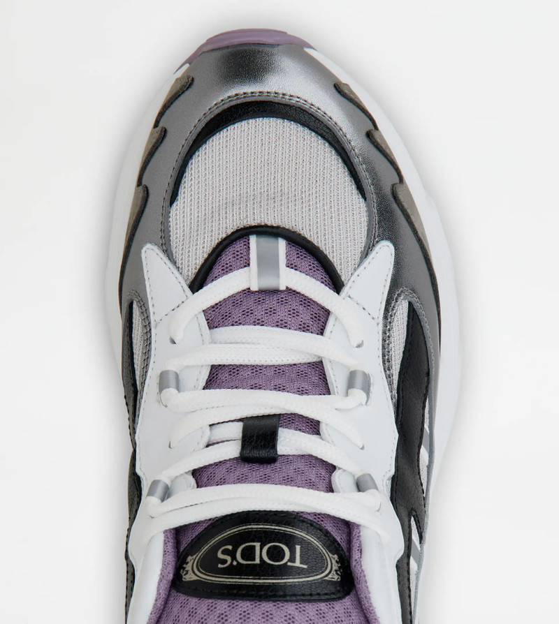 Tod's SNEAKERS IN LEATHER AND HIGH-TECH FABRIC - WHITE, SILVER, BLACK outlook