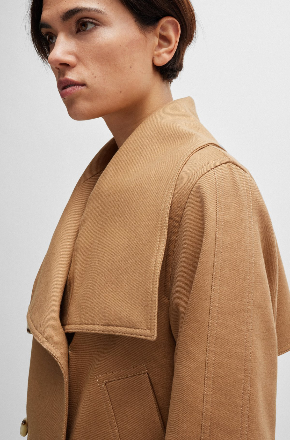 DOUBLE-BREASTED COAT IN STRETCH MATERIAL - 5