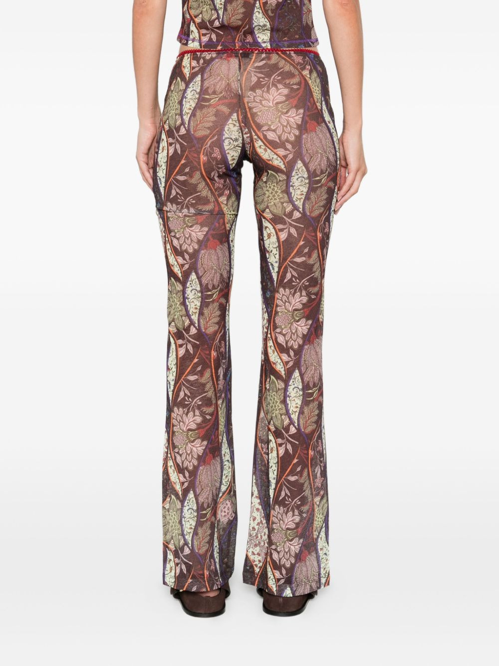 floral-pattern flared trousers - 4