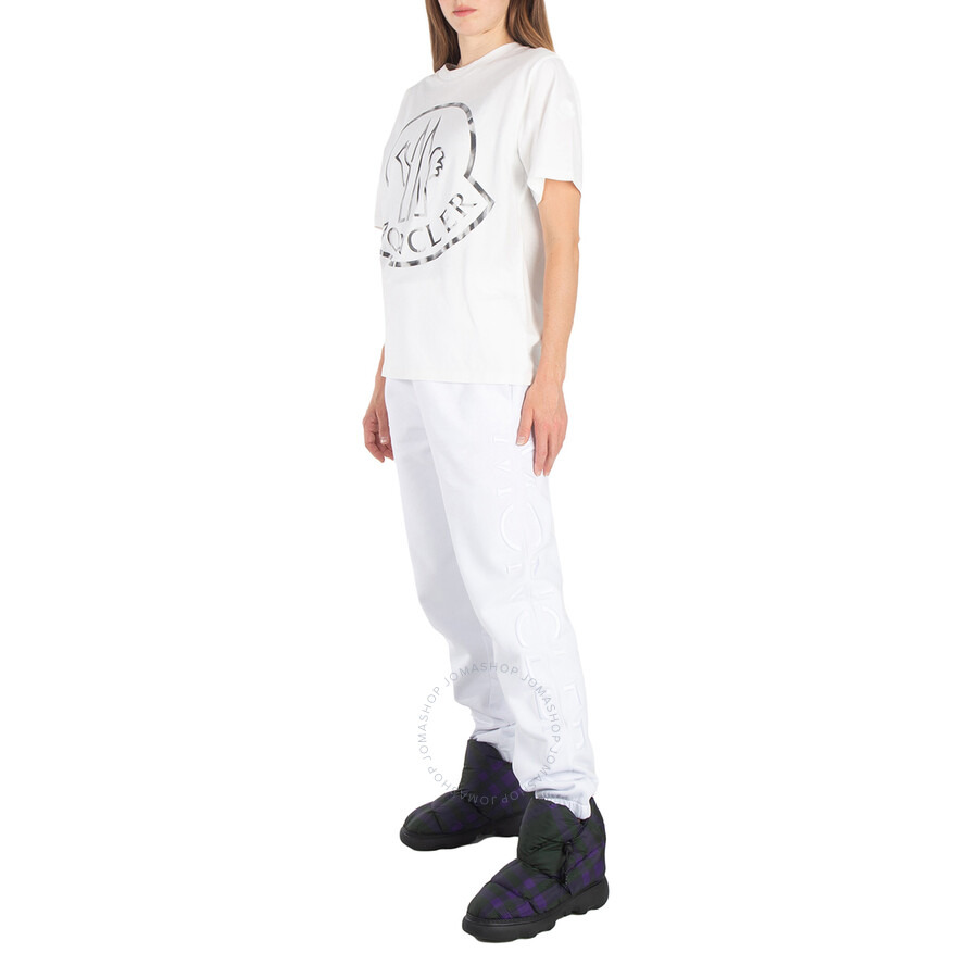 Moncler White Logo Embroidered Cotton Sweatpants - 4