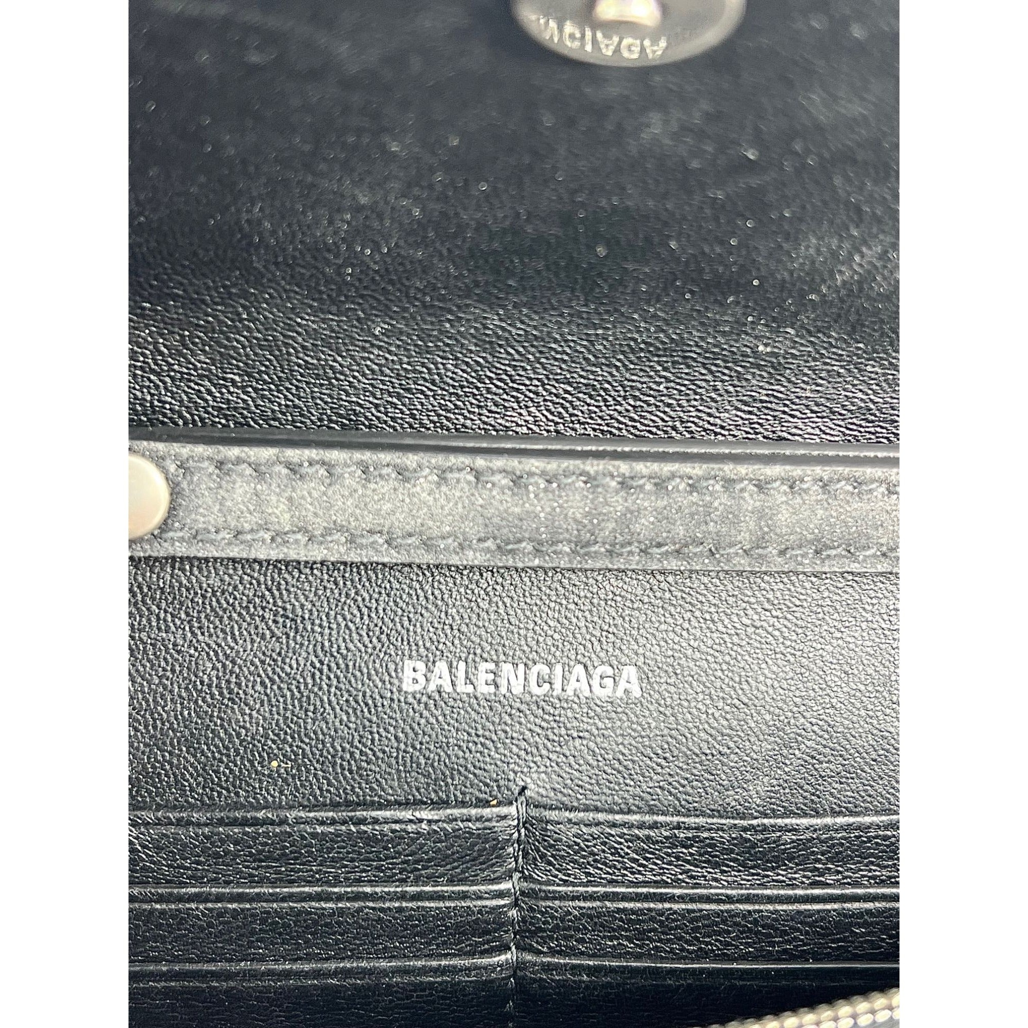 BALENCIAGA Hourglass Wallet On Chain Black Glitter Clutch Shoulder Bag - 3