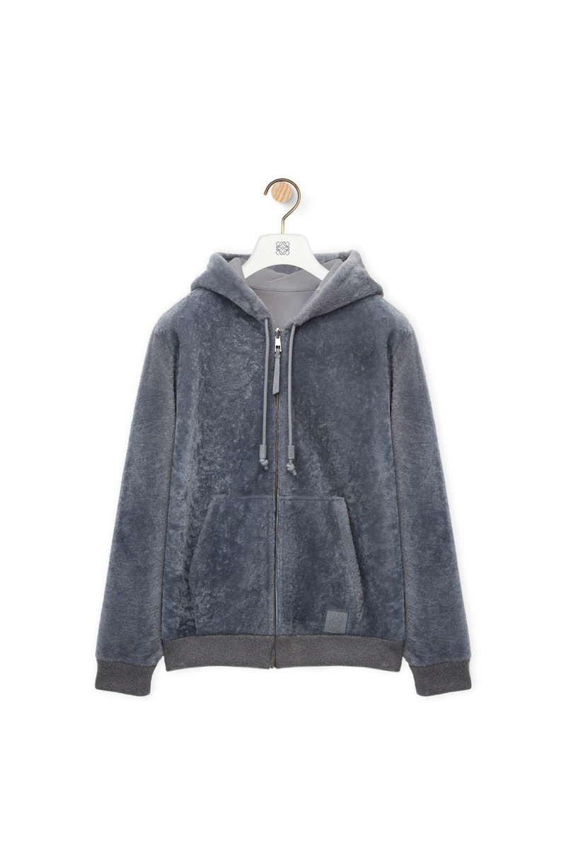Reversible hoodie in shearling and nappa 1