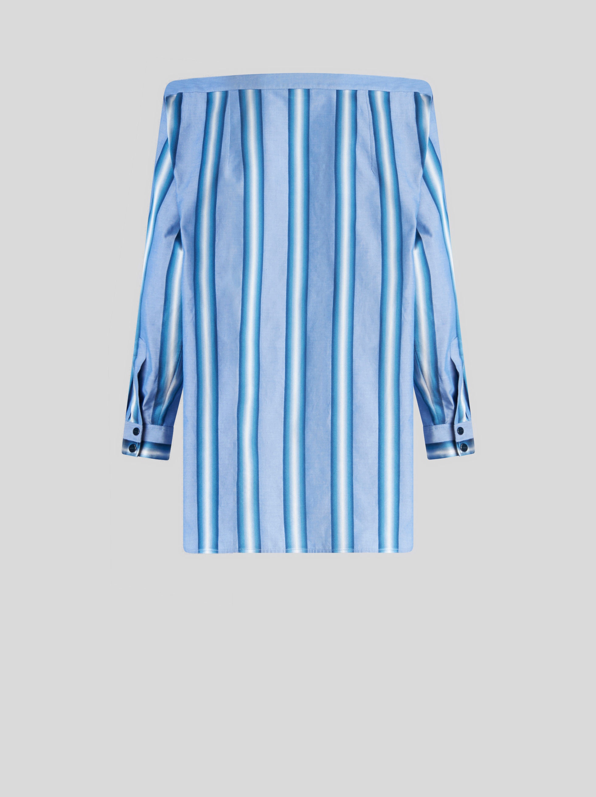 STRIPED COTTON AND SILK SHIRT DRESS - 6