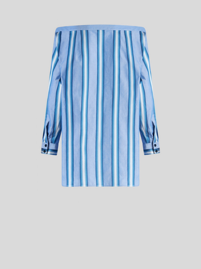 STRIPED COTTON AND SILK SHIRT DRESS 6
