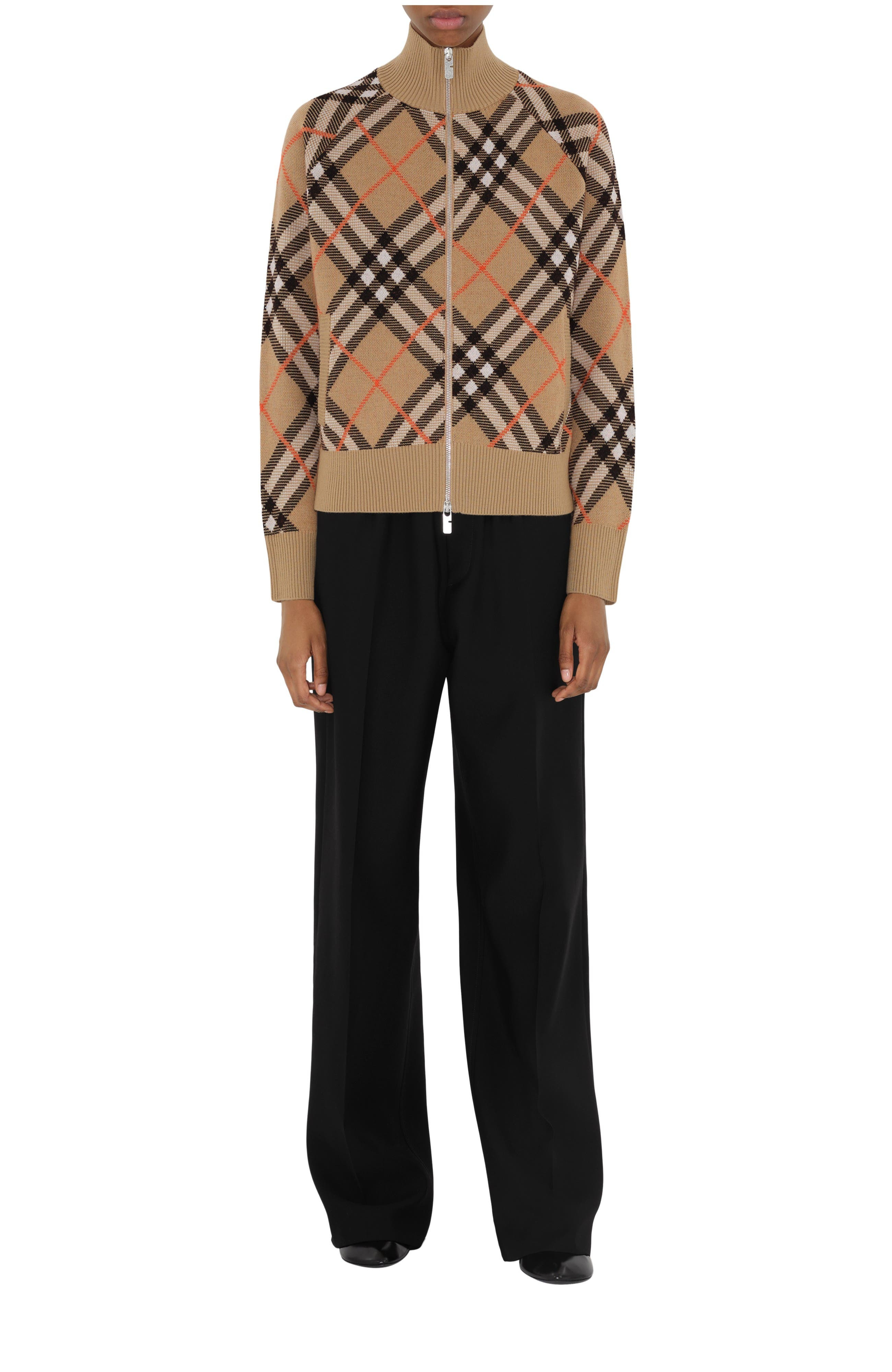 burberry Check Wool Mohair Blend Jacket in Sand at Nordstrom - 1