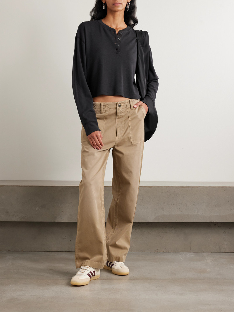 RE/DONE + Hanes Waffle-knit Modal And Cotton-blend Henley T-shirt outlook