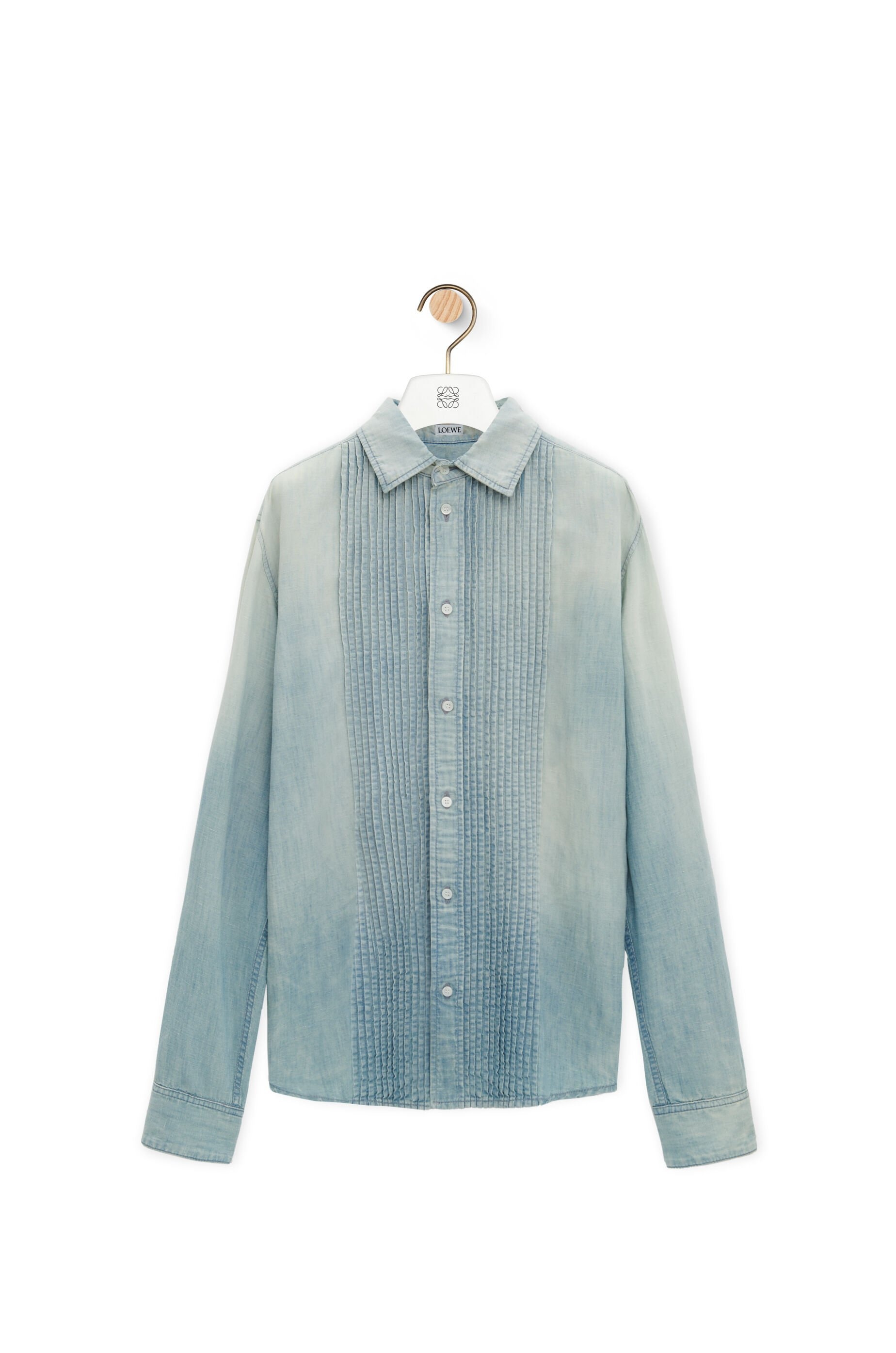 Pleated shirt in cotton and linen - 1