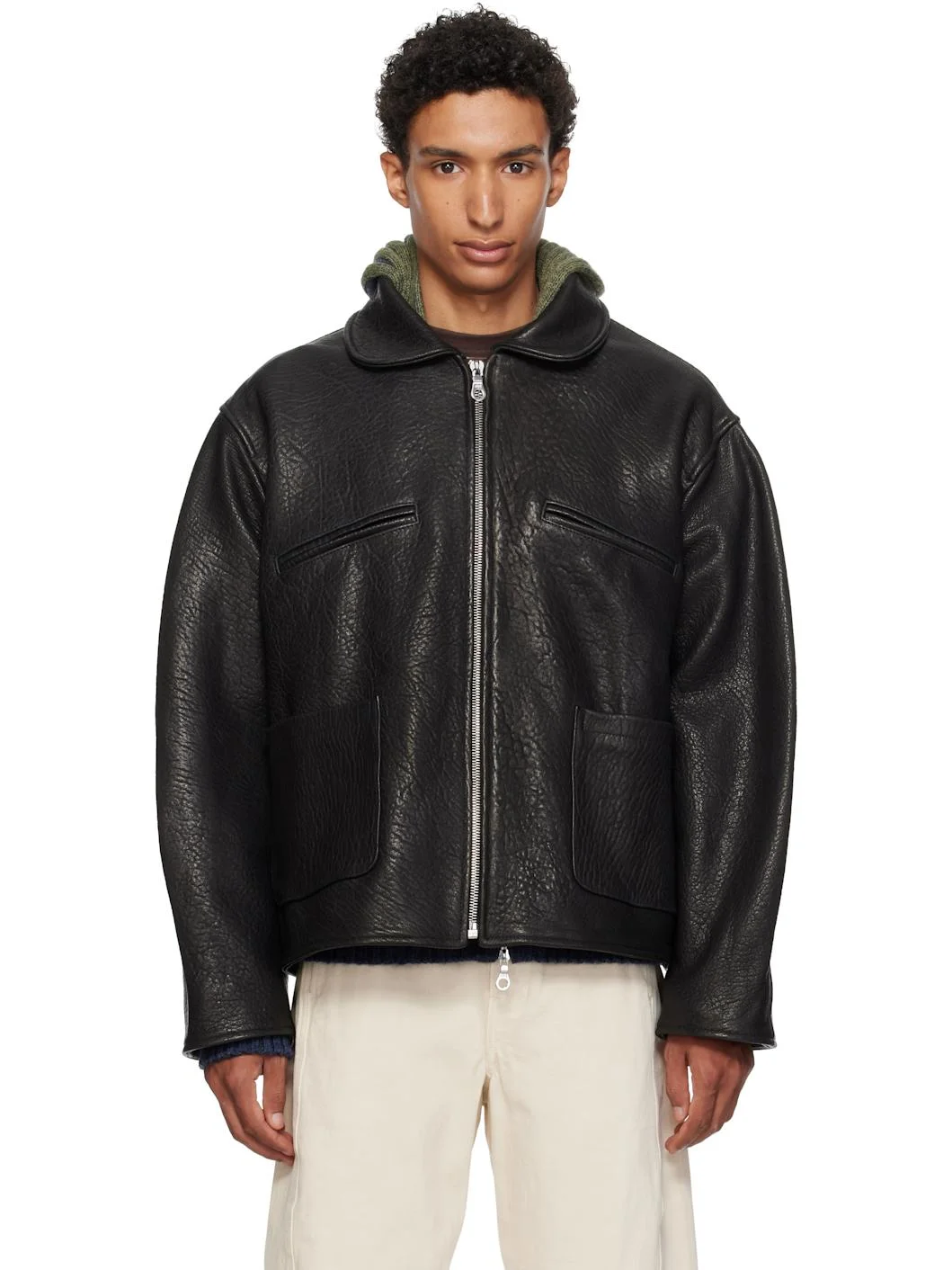 Black Flying Leather Jacket - 1