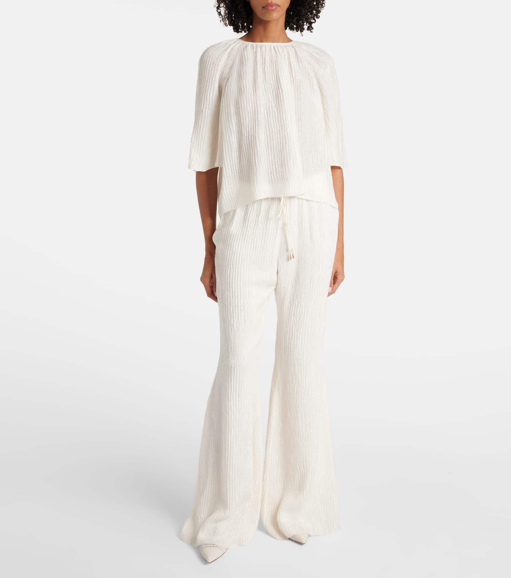 Claud plissé silk flared pants - 2
