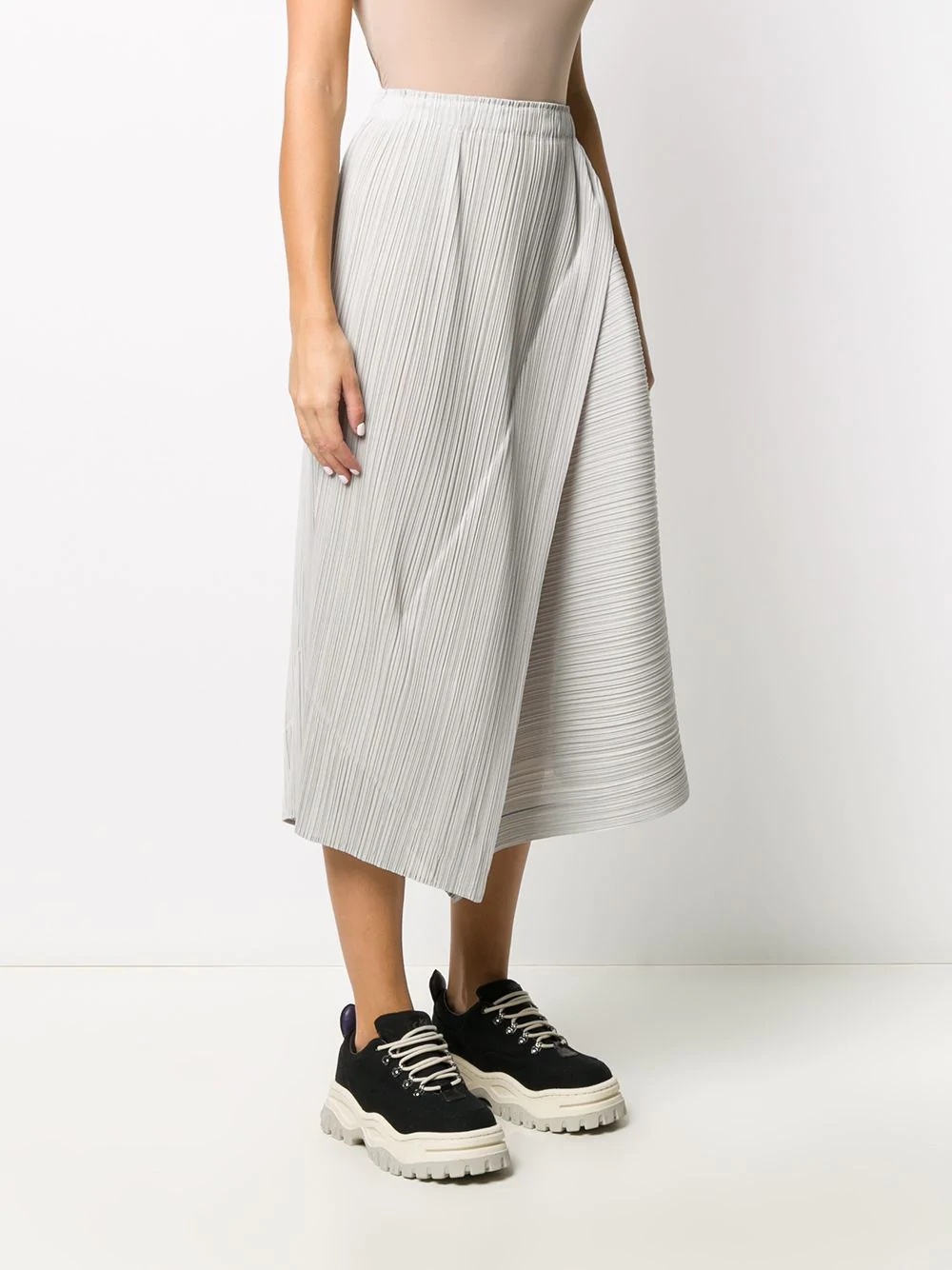 wrap-style pleated skirt - 3