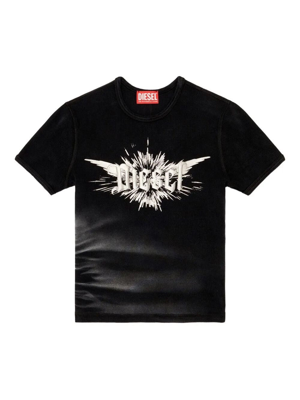 Diesel Women `T-Ele-Long-P2` T-Shirt With `Winged Diesel Foil` Print - 1