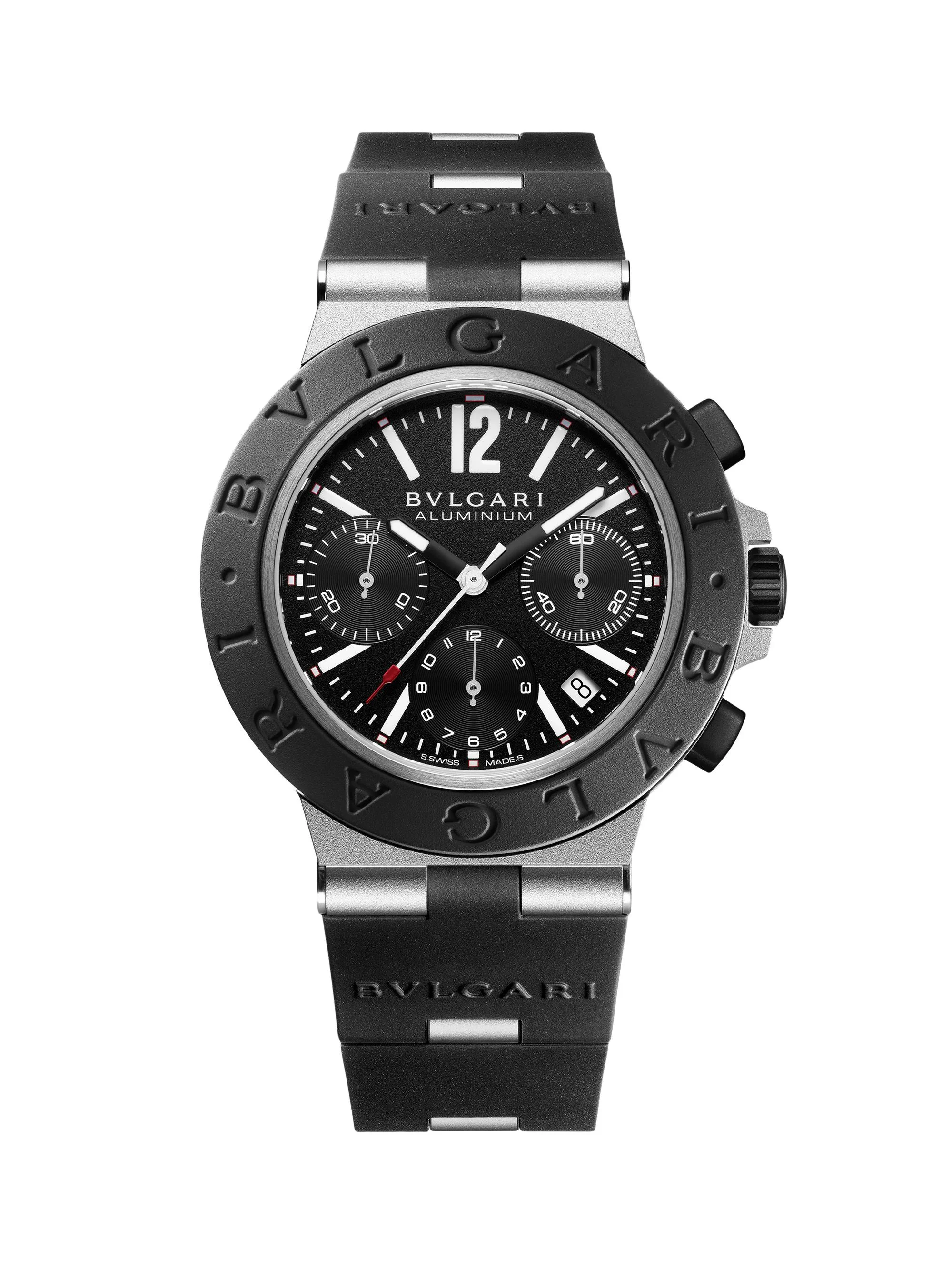 Men's Black Aluminium-Titanium & Rubber Chronograph Bracelet Watch - Black - 1