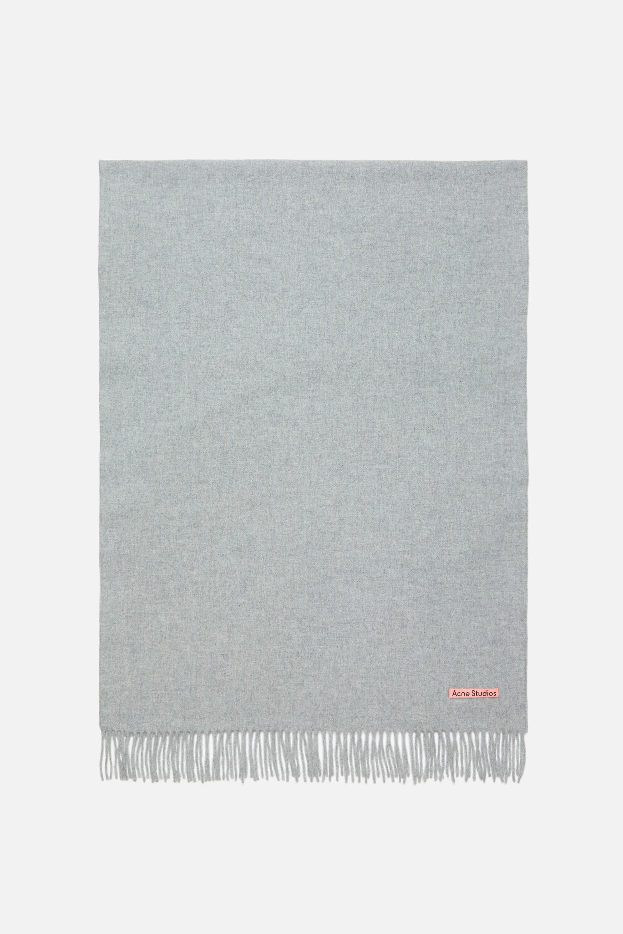 Fringe wool scarf - oversized - Light Grey Melange - 1