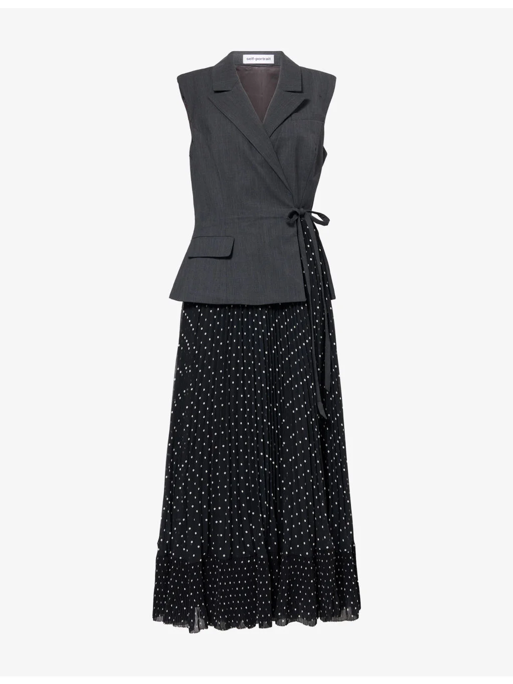 Tailored Polka-Dot Crepe Midi Dress - 1