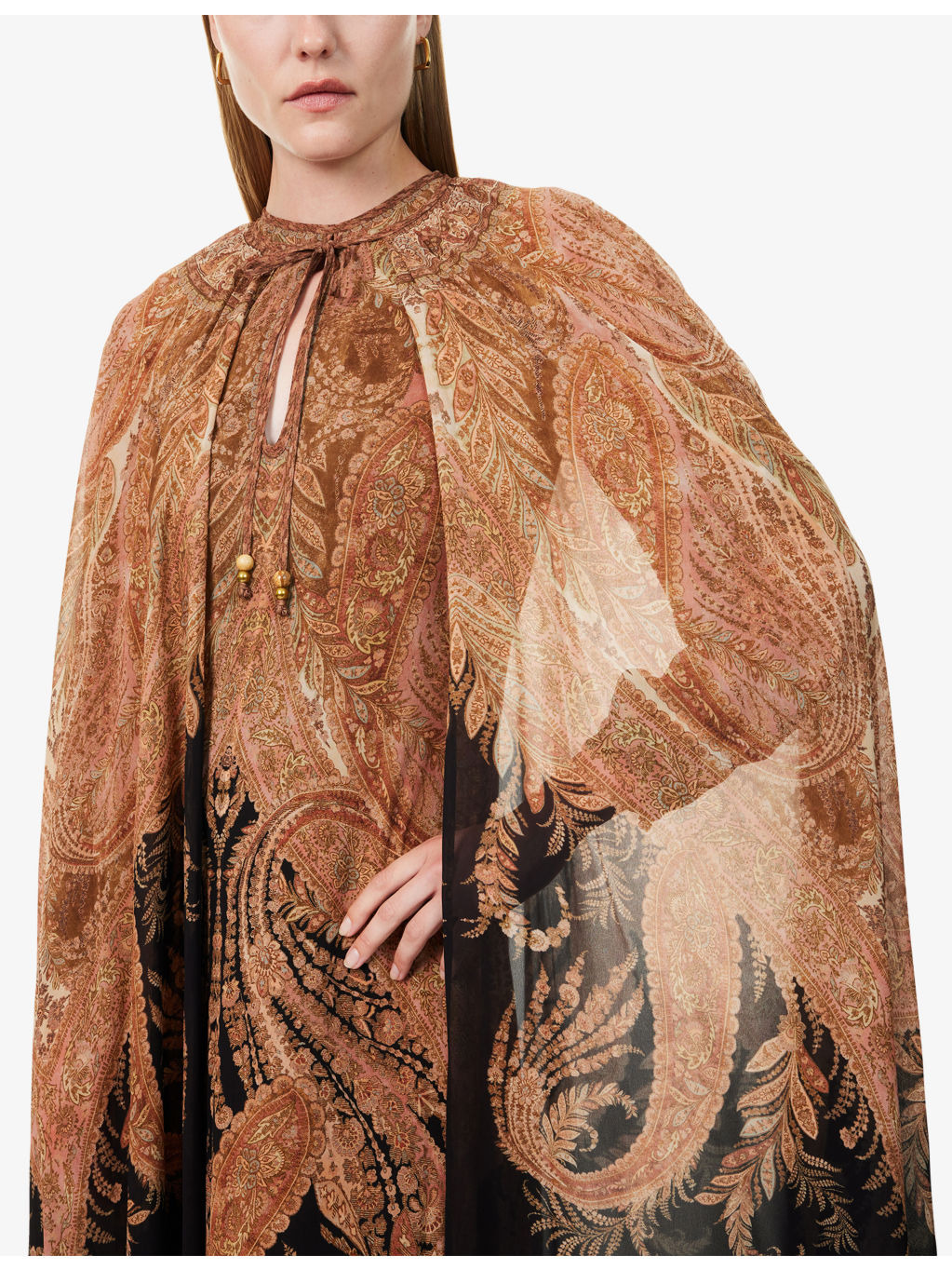Hypnotic Caped Woven Maxi Dress - 5