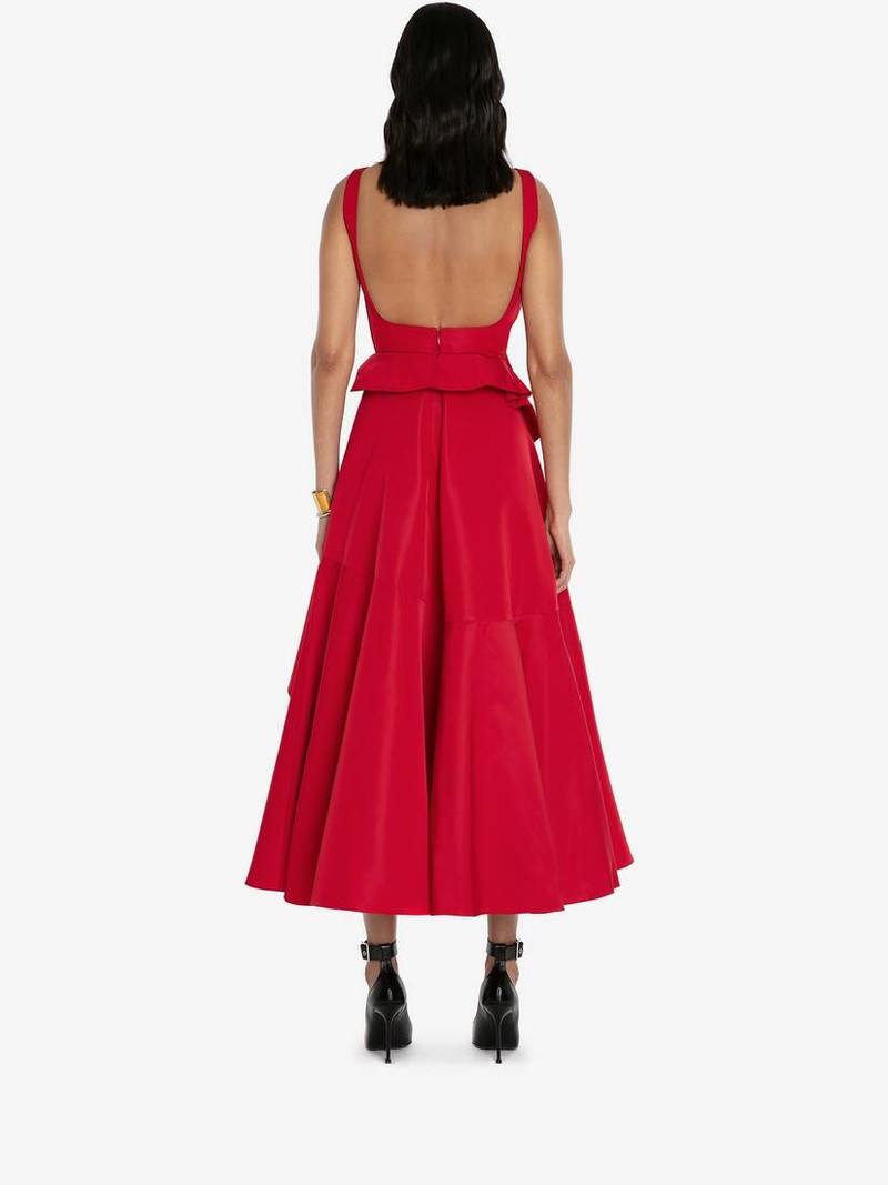 Asymmetric Drape Dress in Welsh Red 4