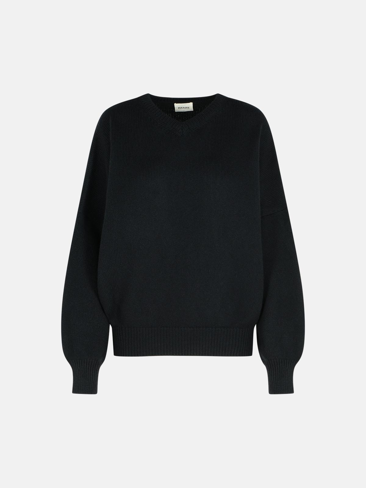 'WOLFE' BLACK CASHMERE SWEATER - 1