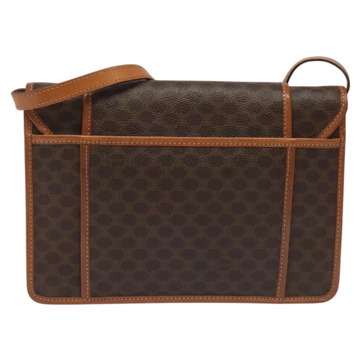 CELINE Macadam Canvas Shoulder Bag Pvc Leather Brown - 2