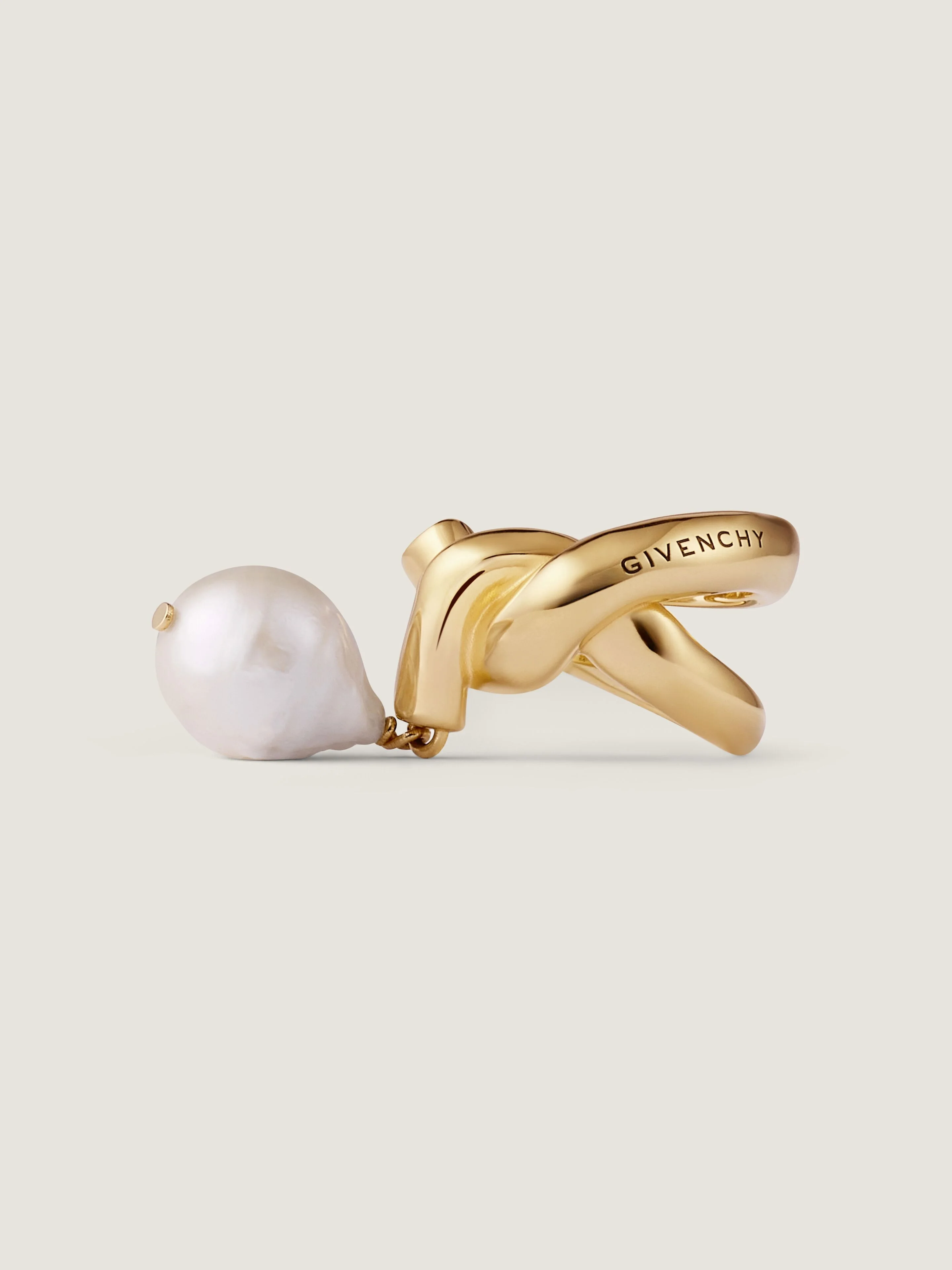 CHAIN LINK RING IN METAL AND PEARL - 1