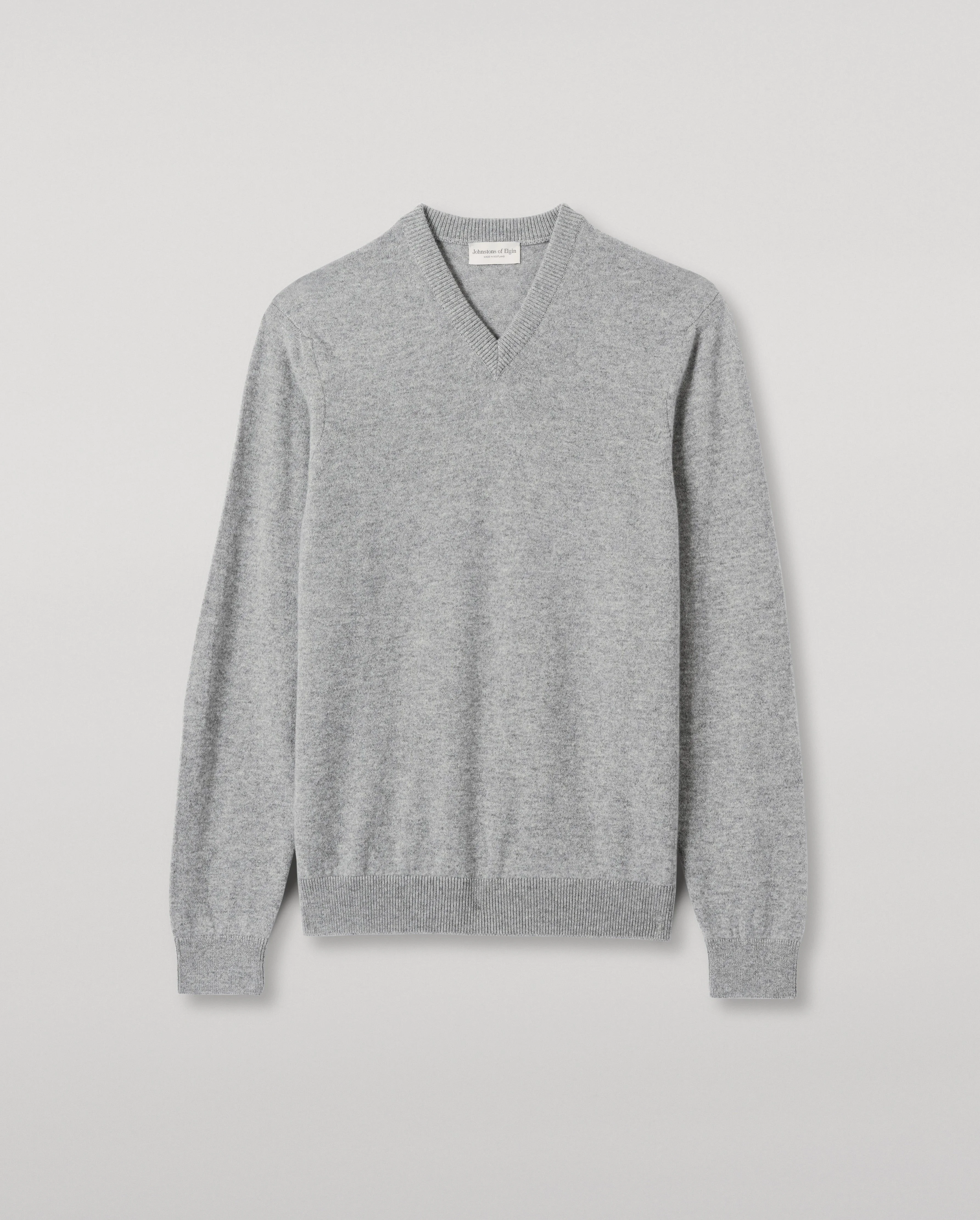 Rory Grey Classic Cashmere V-Neck Jumper - 1