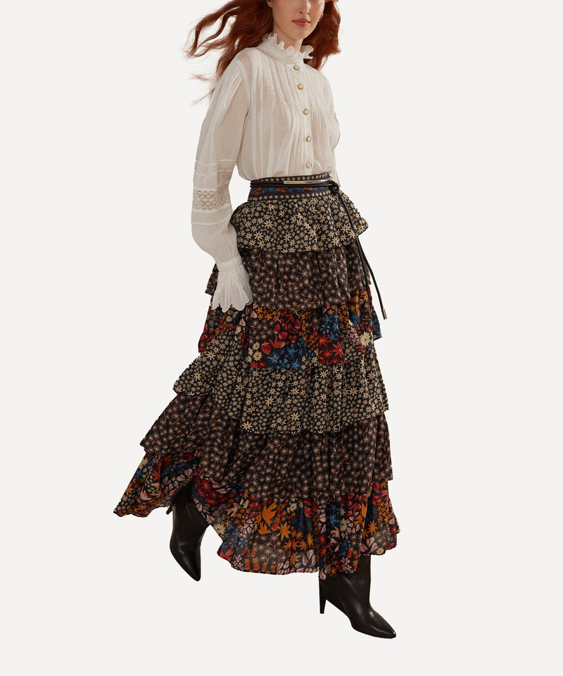 FARM RIO Black Jujus Garden Midi Skirt outlook