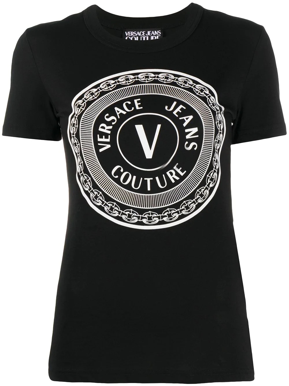 V-Emblem-print cotton T-shirt - 1