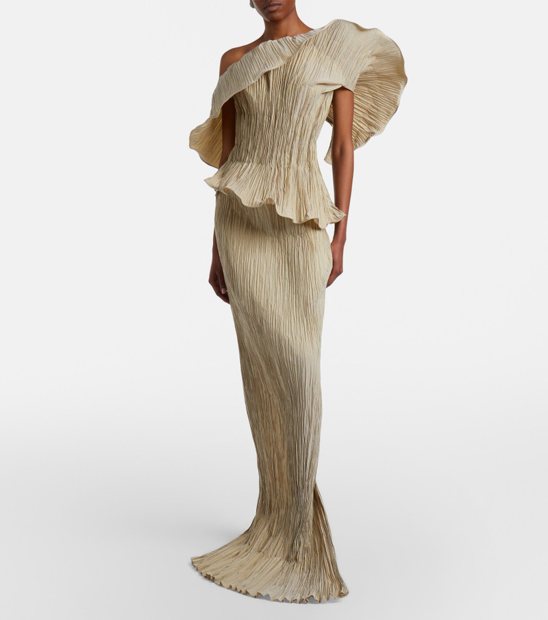 MARMAR HALIM One-shoulder pleated taffeta gown outlook