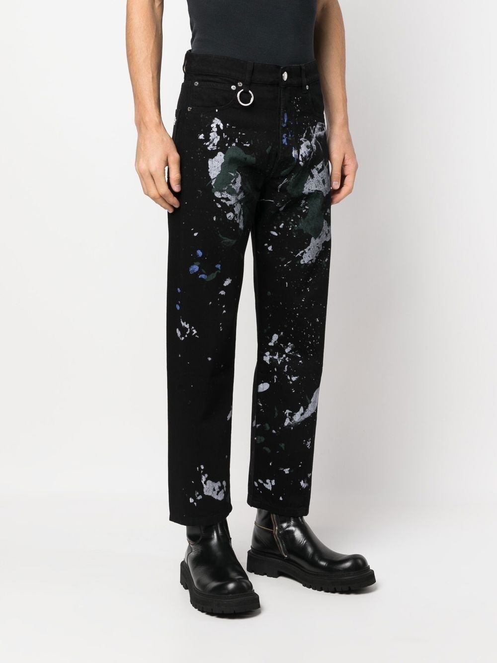 paint-splattered straight-leg jeans - 3