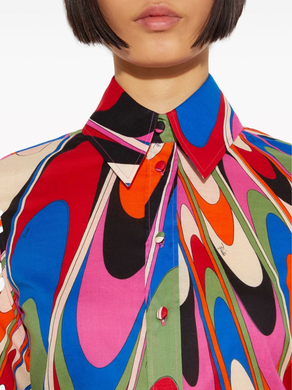 Onde-print cotton shirt - 5