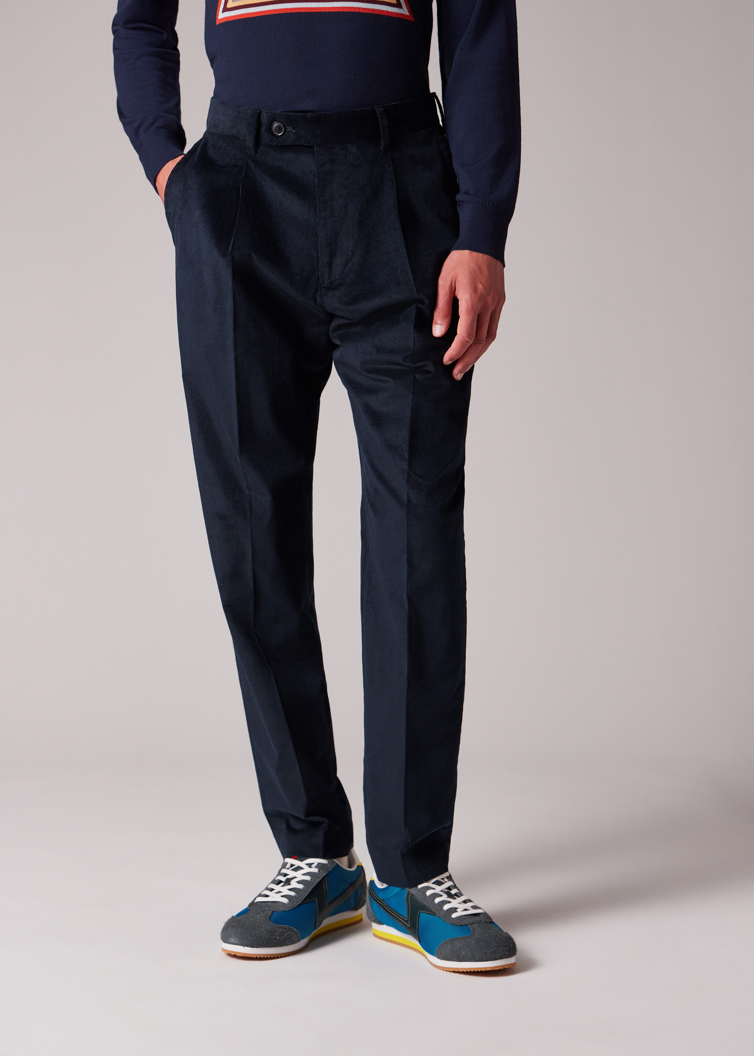 Tapered-Fit Navy Cotton and Wool-Blend Corduroy Trousers - 3