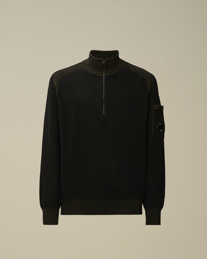 Fleece Knit Half Zip Lens Sweater 1