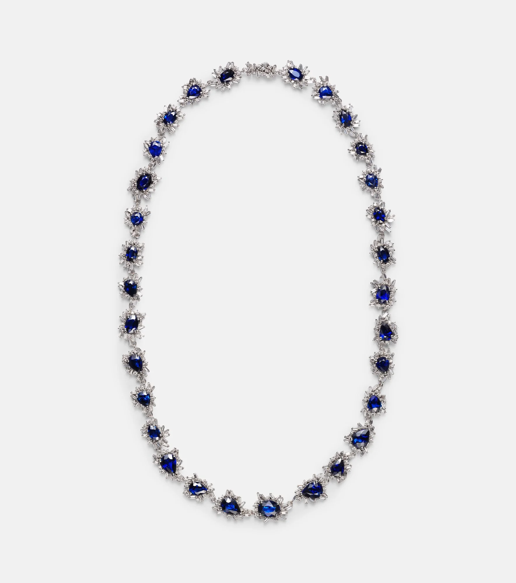 18kt white gold necklace with sapphires and diamonds - 1