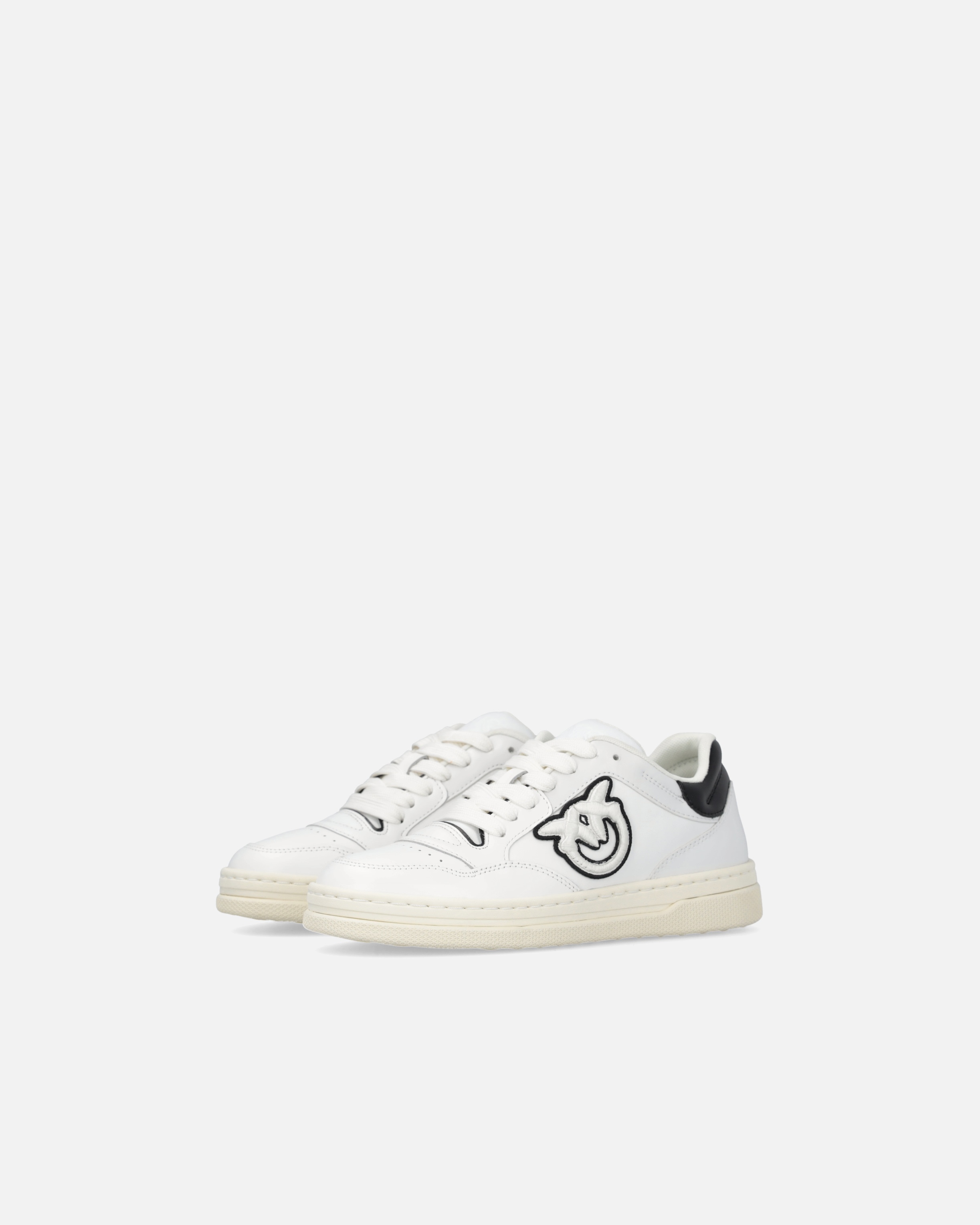 LEATHER SNEAKERS WITH BLACK AND WHITE LOGO - 6