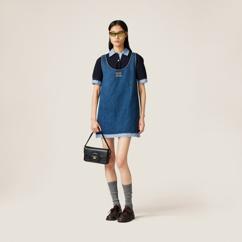 Miu Miu Washed denim mini-dress outlook